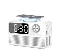 Alarm Clocks Bedside 15W Wireless Charging Alarm Clock with Bluetooth Speaker Dual Alarms Snooze Battery Backup Dimmable Large HD Display Digital Radio Clock for Bedroom Office
