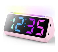 Alarm Clocks Bedside, Digital Clock for Bedroom, Kids Alarm Clock with RGB Nightlight, Large Digits, Full Range Brightness Dimmer, Snooze, Dual Alarms, 12/24H, Bedside Clocks for Kids (RGB Pink)