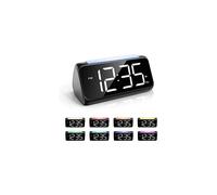 Alarm Clocks Bedside, Simple Large LED Display Big Number Digital Alarm Clock with 7 Color Night Light, Dual Alarm, Dimmer, USB Charger, Beside Clo