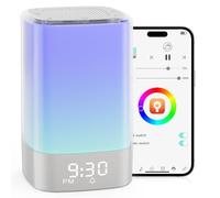Alarm Clocks Bedside, White Noise Machine with 32 Sounds, Alarm Clock with Wake-Up Light, Bluetooth Speaker, Night Light Kids, App Control, Bedside Lamp Birthday Gifts for Women, Teenage Girls, Boys