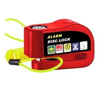 Alarm Disc Lock Motorcycle Disc Brake Lock Anti-Theft Waterproof 110 dB 5mm Pin 5ft Reminder Cable for Motorcycles Bike Scooter Carry Pouch Alarm Control Lock with Cable (Red with Alarm)