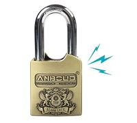 Alarm Padlock - Anti-Theft Heavy Duty Security Alarm Lock - 120db Alarm Sound - Weather Proof for Door Storehouse Truck with 4 Keys (12mm) Bronze