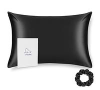 ALASKA BEAR 100% 22 Momme Mulberry Silk Pillowcase, 80x80 cm, Both Sides Silk, 600 Thread Count, Hypoallergenic Pillow Sham Cover for Hair Skin Health with Hidden Zipper (1pc, Black)
