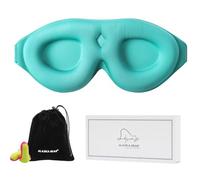 ALASKA BEAR 100% Blackout Sleep Mask for Women and Men, Blue | 3D Pillowy Soft, Light Blocking, Contoured Eye Cups, Earplugs Set