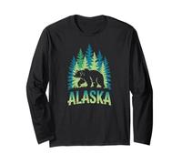 Alaska Bear Graphic - Wilderness Forest Travel Souvenir Long Sleeve T-Shirt