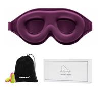 ALASKA BEAR Memory Foam Sleep Mask, Contoured 3D Eye Cups, Purple | 100% Blackout Eye Mask for Sleeping, No Pressure on Eyelids and Eyelashes Protection, Earplugs Set