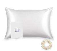 ALASKA BEAR - Natural Silk Pillowcase, Hypoallergenic, 19 momme, 600 thread count 100 percent Mulberry Silk, King Size 50 x 90 cm with hidden zipper (1 pc, White)