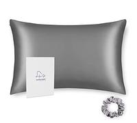 ALASKA BEAR - Natural Silk Pillowcase, Hypoallergenic, 19 momme, 600 thread count 100 percent Mulberry Silk, King Size 50 x 90 cm with hidden zipper(1pc,Iron Grey)