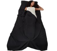 ALASKA BEAR Natural Silk Sleeping Bag Liner Cocoon-Style Travel Sheet Sleep Bag with Built-in Pillowcase(Black)