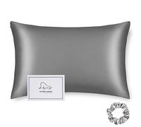 ALASKA BEAR Silk Pillowcase Envelope Closure, 22 Momme 100 Percent Overlap Mulberry Silk Pillow Case Foldover Design, Machine Washable and NO Zipper (Iron Grey, 50 x 90 cm)