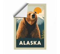 Alaska Bear Vintage Unframed Wall Art Print A1 (84.1×59.4cm), Wall Decor for Living Room, Bedroom, Office & Home, Art Gift