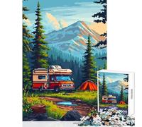 Alaska Camping Pixel Art Jigsaw Puzzles for Adults 1000 Pieces Improve Detailed Observation Skills Mindful Relaxing Leisure Game (38x52cm)