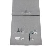 Alaska Christmas Embroidered Table Runner, Festive Designs, Polar Bears, Penguins, Snowflakes, Trees 14" x 75"