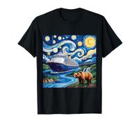 Alaska Cruise Adventure Bear Nature Starry Night Landscape T-Shirt