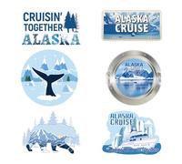 Alaska Cruise Door Magnets Decorations - 6 Pcs Cruising Together Magnetic Captivating Imagery Cruise Must Have Signs for Alaska Trip Ship Cabin Door Stateroom Decor