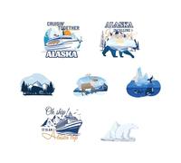Alaska Cruise Door Magnets Decorations - 7 Pcs Alaska Trip Cruise Ship Door Magnet Stickers Stateroom Magnetic Decal For Sea Navigation Carnival Party Cruise Essentials Cabin Refrigerator Decor