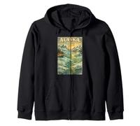 Alaska Cruise Group Trip Vintage Alaskan Poster Graphic Wild Zip Hoodie