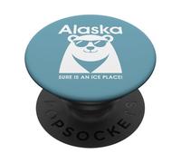 Alaska cute bear in sunglasses funny quote Alaskan pride gag PopSockets Adhesive PopGrip