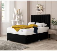 Alaska Divan Bed With 4 drawers, Mattress & 54" Floor Standing Headboard - Plush Velvet Bed Choices Black Double
