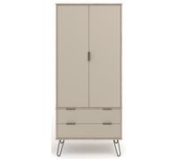 Alaska Driftwood 2 Door 2 Drawer Wardrobe with Hairpin Legs