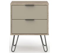 Alaska Driftwood 2 Drawer Bedside Cabinet with Hairpin Legs