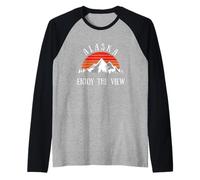 Alaska Enjoy the View Mountains Nature Hiking Raglan Baseball Tee