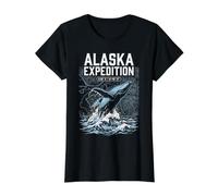 Alaska Expedition Humpback Whale Cruise Vacation Value Graphic T-Shirt, Women, Black, M
