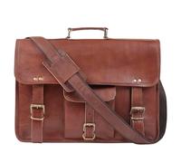 ALASKA EXPORTS Leather Messenger Bag Laptop Satchel Vintage Brown Genuine Leather Briefcase Shoulder Laptop Bags Professional Office Work Satchels (Brown)