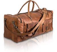 ALASKA EXPORTS Mens Leather Duffle Bag Travel Holdall Weekender | Genuine Leather Carry On Luggage Bags Gym Sports Overnight Duffels for Men - Brown