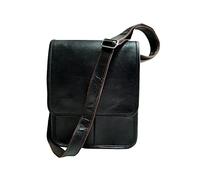 ALASKA EXPORTS Mens Messenger Bag Leather Sling Satchel For Travel Work & Office | Crossbody Bags | Shoulder Satchels | Handbag (Black) (9" X 11" X 3" Inches)