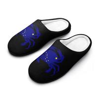 Alaska Flag Crab Slippers Women Winter Warm Cotton Hotel Slippers Anti-Slip Indoor Slip-Ons House Shoes 9-10（40-41）