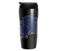 Alaska Flag Map Printed Coffee Mugs Insulated Travel Mug Reusable Water Cup with Lid for Home Outdoor 9 OZ /12 OZ