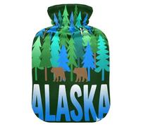 Alaska Fluorescent Forests hot Waterbottle with Soft Cover, 1L hot compresses for The Body for Arthritis,Arthritis,Bolsa de agua Caliente para el Dolor