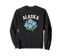 Alaska Forget Me Not Flower Watercolor Curved Design Sweatshirt