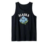 Alaska Forget Me Not Flower Watercolor Curved Design Tank Top