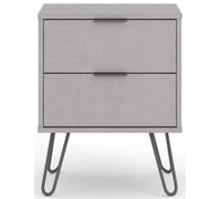 Alaska Grey 2 Drawer Bedside Cabinet with Hairpin Legs