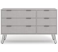 Alaska Grey 6 Drawer Wide Chest with Hairpin Legs