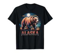 Alaska Grizzly Bear Design Retro Wilderness Adventure Art T-Shirt
