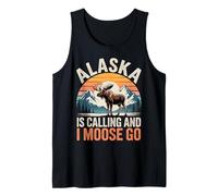 Alaska is Calling and I Moose Go Funny Moose Retro Mountain Tank Top