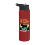 Alaska is Calling and I Moose Go Retro Moose Stainless Steel Insulated Water Bottle