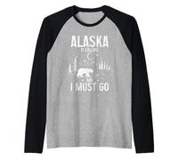 Alaska is Calling and I Must Go Vintage Souvenir Raglan Baseball Tee