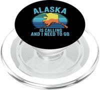 Alaska Is Calling Retro Sunset Map Travel Souvenir PopSockets PopGrip for MagSafe