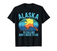 Alaska is Calling Retro Sunset Map Travel Souvenir T-Shirt