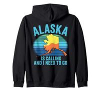 Alaska Is Calling Retro Sunset Map Travel Souvenir Zip Hoodie