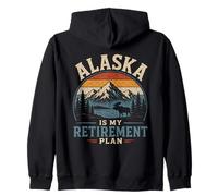 Alaska Is My Retirement Plan Vintage Mountain Moose Zip Hoodie