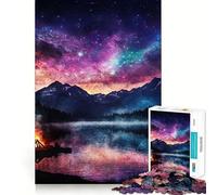 Alaska Lake with Northern Lights Jigsaw Puzzles for Adults 1000 Pieces Brain Power Snug Connection Home Game Perfect Art (38x52cm)