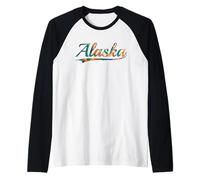 Alaska Last Frontier Northern Wilderness Tie Dye Vintage Raglan Baseball Tee