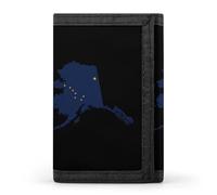 Alaska Map Flag Printed Tri-fold Wallets Front Pocket Holder Money Clips with ID Credit Card Slots for Man Women