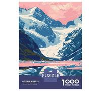 Alaska Minimalist Art 1000 Piece Jigsaw Puzzle, Old Europe Travel Artwork, Decorative Artwork, Matte Printed Jigsaw, Family Night Game for Adults, 52x38cm/1000pcs