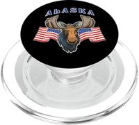 Alaska Moose With American Flag Alaska State Souvenir PopSockets PopGrip for MagSafe
